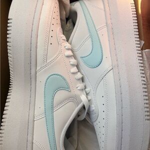 Nike Court Vision Alta Platform Sneakers White/Baby Blue Women’s 11.5 NWT